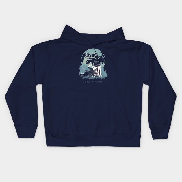 Birdwatcher (blues) Kids Hoodie by JadaFitch